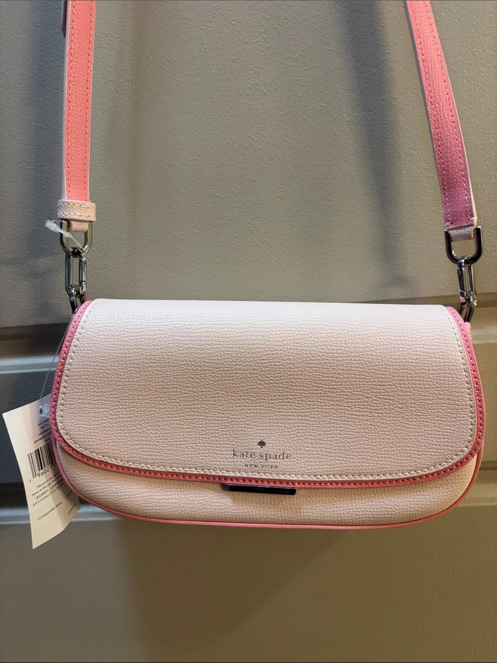 kate spade Small Quinn Mini Crossbody Bag in Pale Pink with Pink Trim